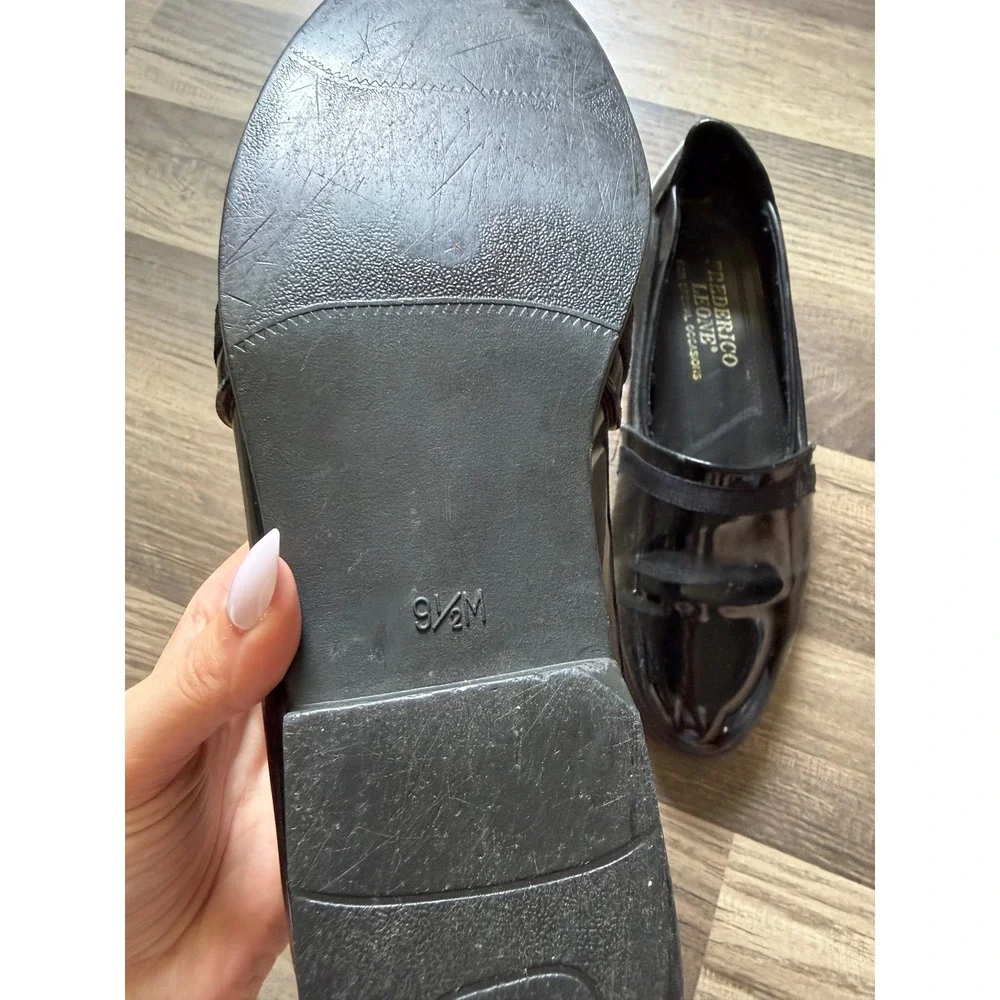 Frederico Leone Loafers Mens 9.5 Black Good Patent Formal Tuxedo Shoes